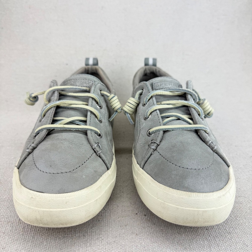 Sperry Crest Vibe Grey Nubuck Leather Sneakers Womens 8.5 STS82398 Boat Shoes - Picture 9 of 13